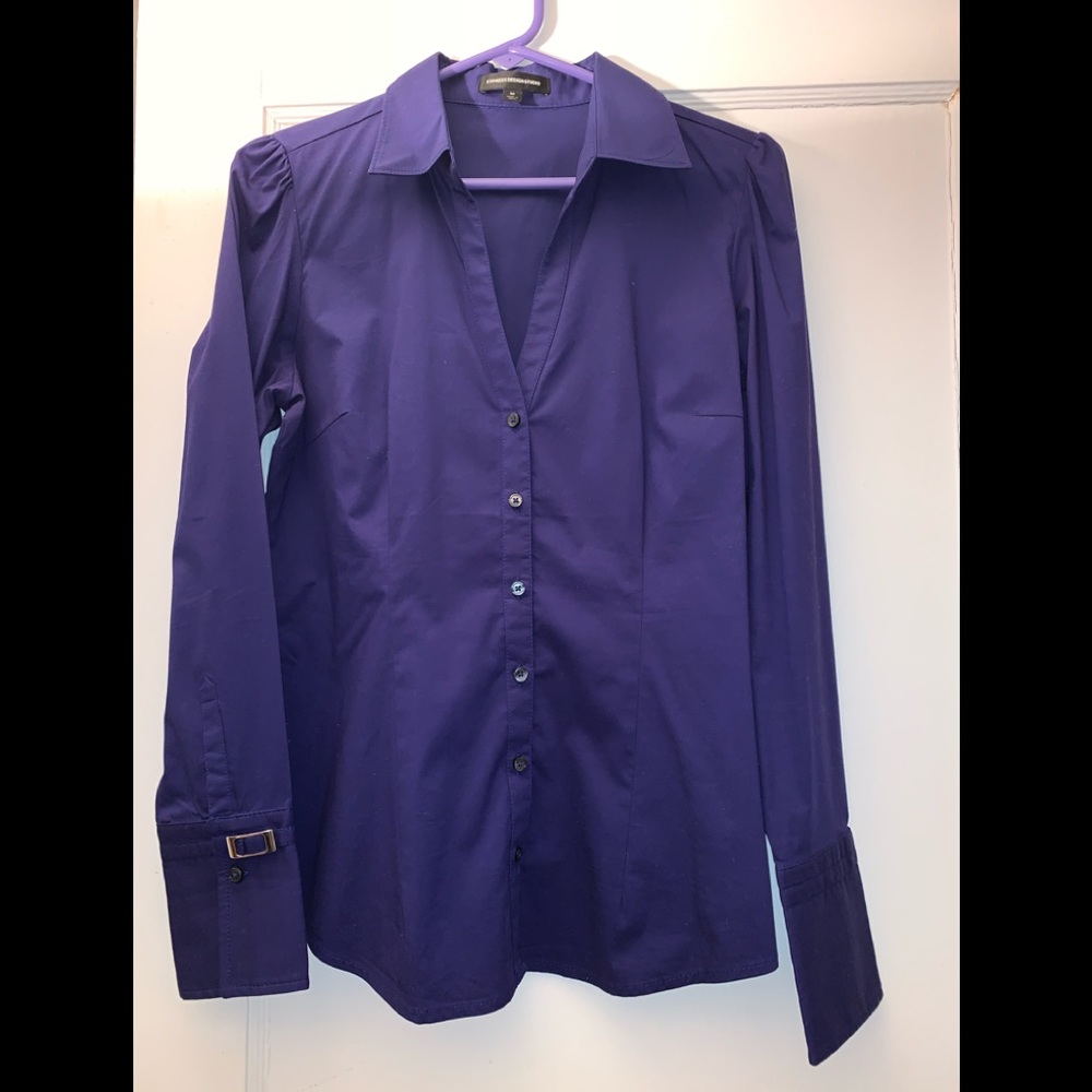 Purple deep v dress shirt